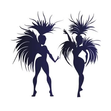 Flat geometric design of dancing samba queen Stock Illustration