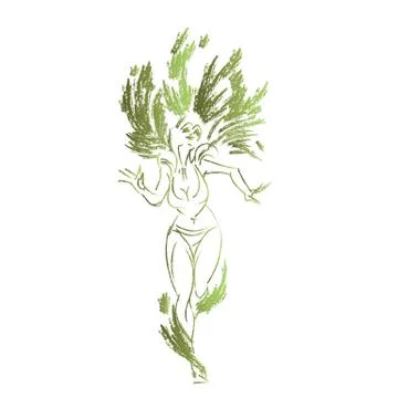 Flat geometric design of dancing samba queen Stock Illustration