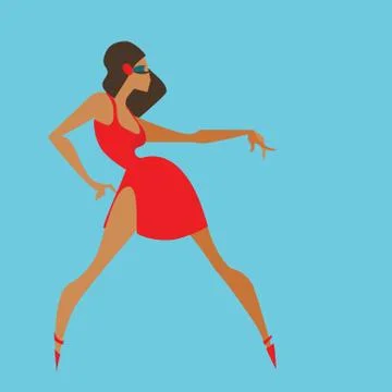 Flat geometric design of dancing samba queen Stock Illustration