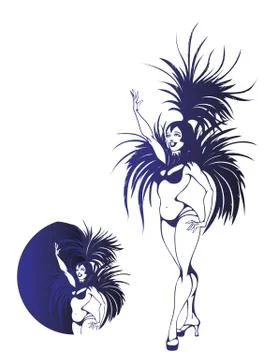 Flat geometric design of dancing samba queen Stock Illustration