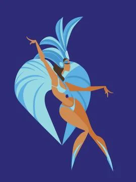 Flat geometric design of dancing samba queen Stock Illustration