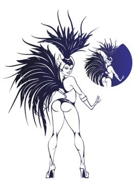 Flat geometric design of dancing samba queen Stock Illustration