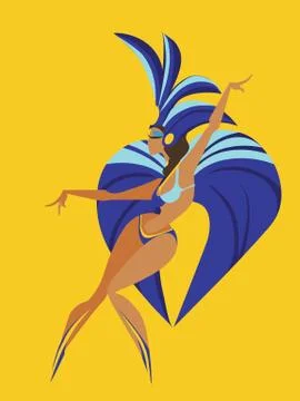 Flat geometric design of dancing samba queen Stock Illustration