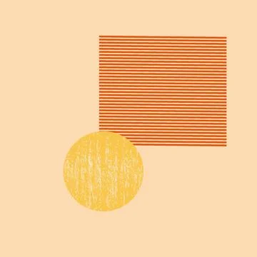 Flat geometric figure, orange lines, yellow circle Stock Illustration