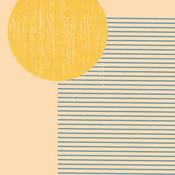 Flat geometric figure, thin lines, yellow circle Stock Illustration