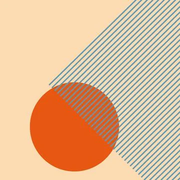 Flat geometric figure, thin lines, orange circle Stock Illustration