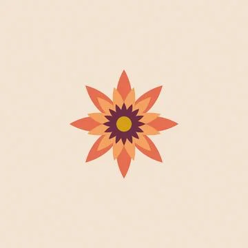 Flat geometric flower with gradient petals and central circle on neutral ba.. Stock Illustration