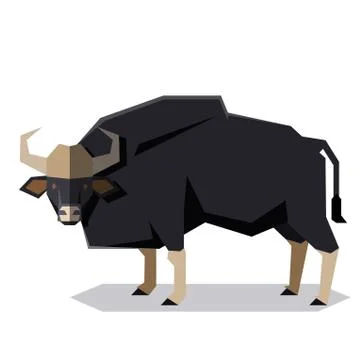 Flat geometric Gaur Stock Illustration