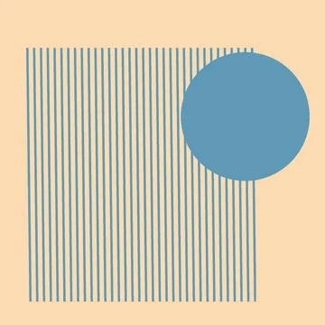 Flat geometric illustration blue circle on paper Stock Illustration