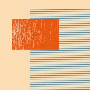 Flat geometric illustration orange square on paper Stock Illustration