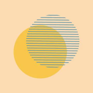 Flat geometric illustration yellow circle on paper Illustrazione stock