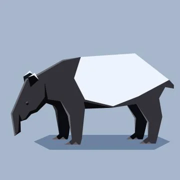Flat geometric Malayan tapir Stock Illustration