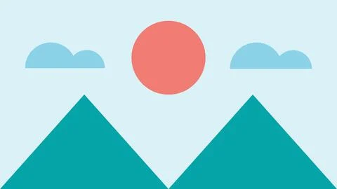 Flat geometric mountain background on blue background Stock Illustration