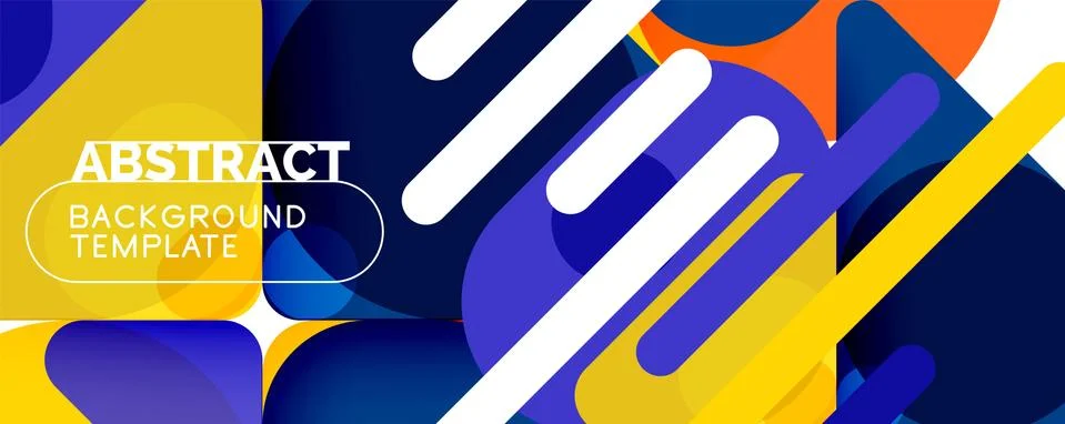 Flat geometric round shapes and dynamic lines, abstract background. Vector Stock Illustration