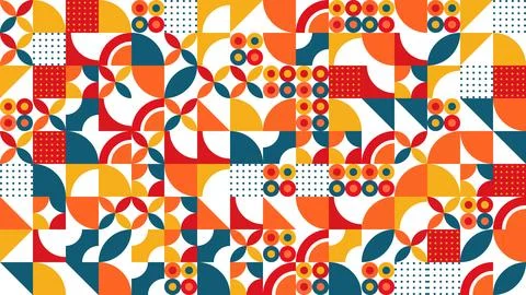 Flat Geometric Shape Background, Dominan Red Orange Stock Illustration