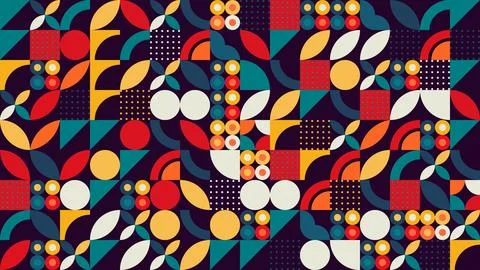 Flat Geometric Shape Background, Red Green Theme Stock Illustration