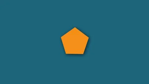 Flat geometric shapes - colored pentagons with shadows in space, 3d render 스톡 일러스트