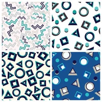Flat geometric shapes in seamless pattern Stock Illustration