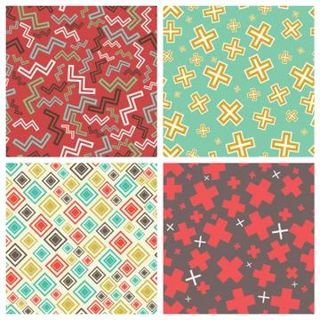 Flat geometric shapes in seamless pattern Stock Illustration
