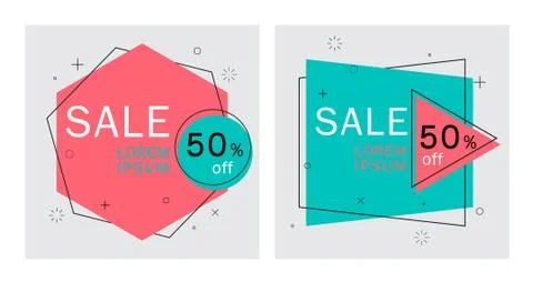 Flat geometric vector banners.Trendy ,abstract background, vector illustration Stock Illustration
