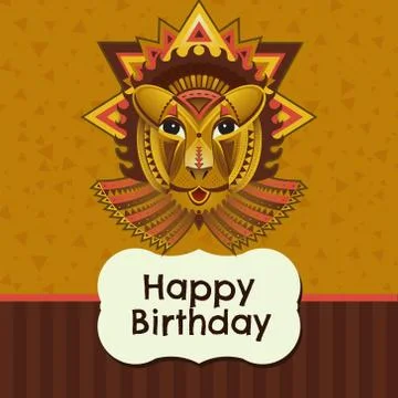 Flat Geometric vector lion face, african animals head illustration Stock Illustration