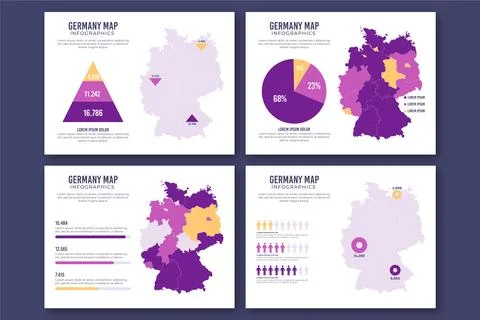 Flat germany map infographic Stock Illustration