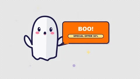 Flat Ghost Boo Limited Offer Callout Sticker Transparent 库存影片 346566193