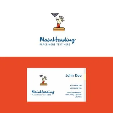 Flat Ghost hand Logo and Visiting Card Template. Busienss Concept Logo Design Stock Illustration
