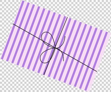 Flat gift box is floating on transparent background, with lavender-purple Stock Illustration