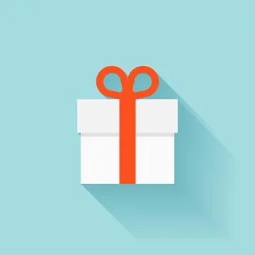 Flat gift box icon vector. 스톡 일러스트