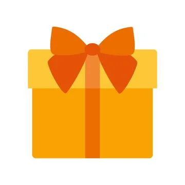 Flat Gift Box, Present with Ribbon Bow. Cartoon vector illustration for websi Stock Illustration