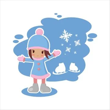 Flat girl from the winter set in vector format Stock Illustration