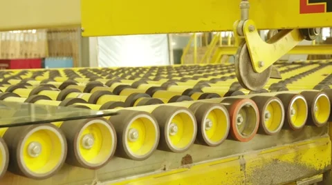 Flat Glass Conveyor Line In Work Stock Footage 62842993
