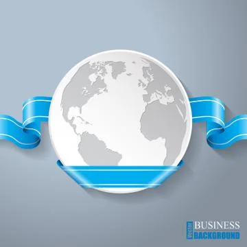 Flat globe with blue ribbon design Stock Illustration