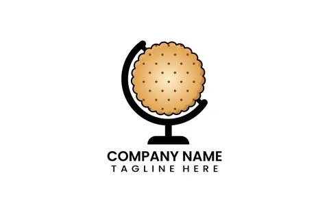 Flat globe travel cookie bakery logo icon template Stock Illustration