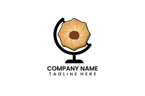 Flat globe travel cookie bakery logo icon template Stock Illustration
