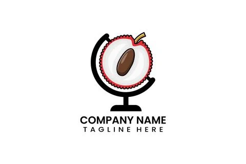 Flat globe travel lychee logo icon template Stock Illustration