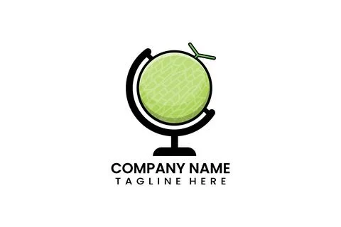 Flat globe travel melon fruit logo icon template Stock Illustration