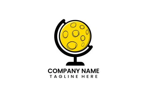Flat globe travel moon logo icon template 스톡 일러스트