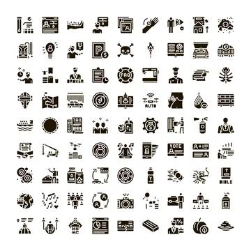 Flat glyph collection depicting various business and abstract concepts イラスト素材