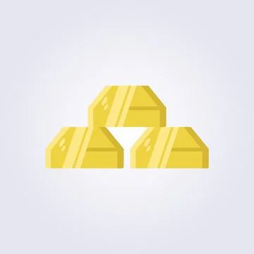 Flat gold bars icon logo vector illustration design, gold bricks icon Stock Illustration