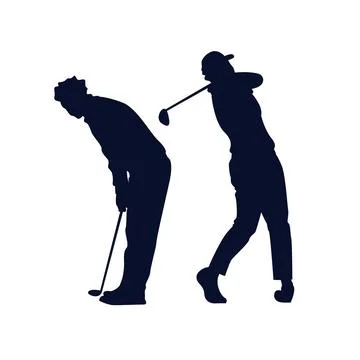 Flat golfer silhouettes collection Stock Illustration