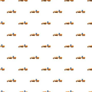Flat grader construction equipment white seamless pattern 스톡 일러스트