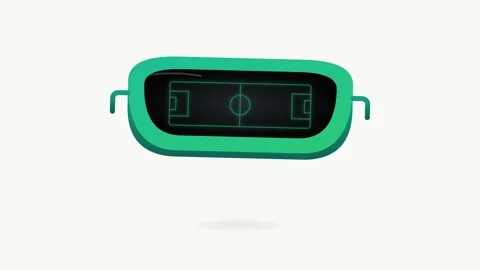 Flat Gradient 3D Virtual Reality Headset Icon with Pulsing Sports Field Ove.. Видео 346202051