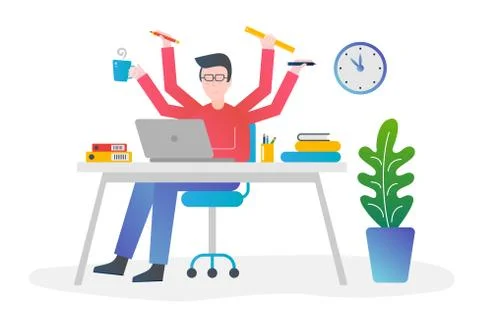 Flat gradient color design vector concept illustration. Office man with イラスト素材