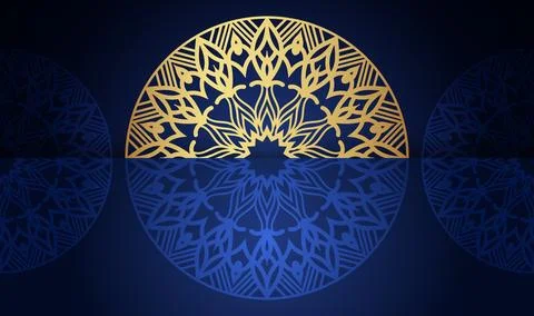 Flat gradient colorful mandala with gradient blue color background design Stock Illustration
