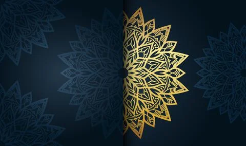 Flat gradient golden color with green gradient color mandala creative art 스톡 일러스트
