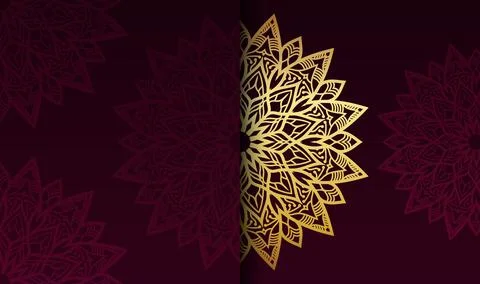 Flat gradient golden color with red gradient color mandala creative art Illustration