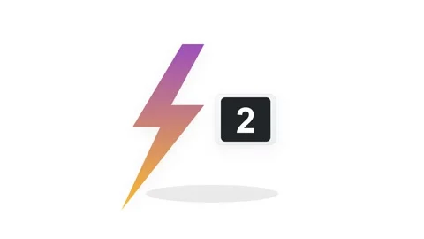 Flat Gradient Lightning Strike Counter Icon with Violet Yellow Bolt and Tic.. Stock Footage 346202095