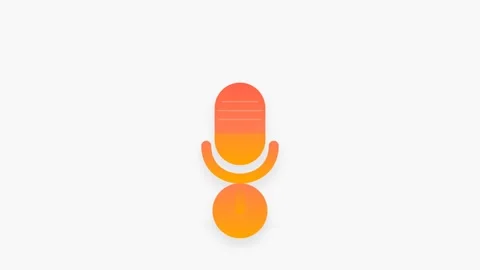 Flat Gradient Podcast Microphone Icon with Pulsing Coral Sound Waves on Off.. Видео 346202057